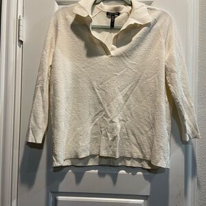 Eileen Fisher Cream Collared Sweater